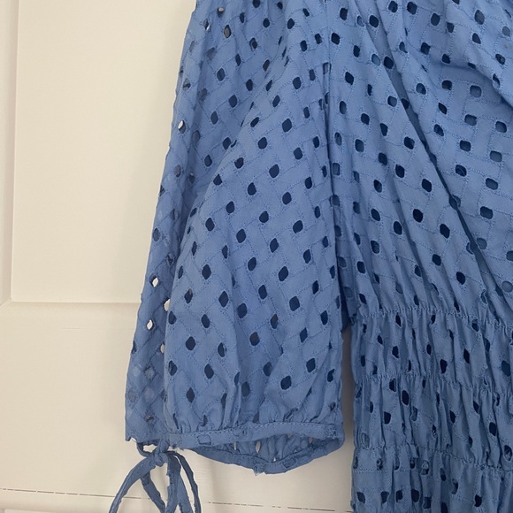 NWT Just Taylor Cotton Eyelet Smocked Waist Lined Dress Size 6 - Picture 3 of 7